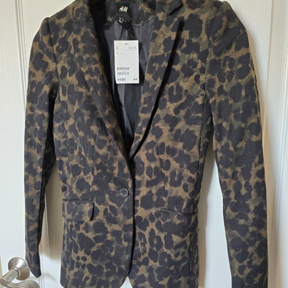 H&M Leopard Print Blazer - Black and Brown - Picture 2 of 6